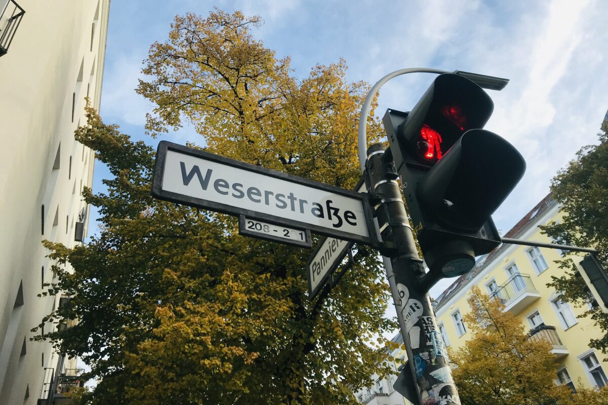 Weserstrasse street sign